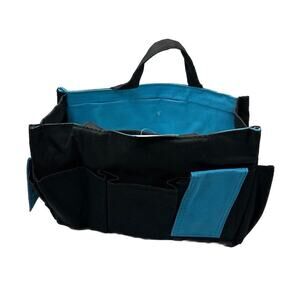 Blue And Black 10 Inch Canvas Crafters Tote Bag With Multiple Pockets NWT